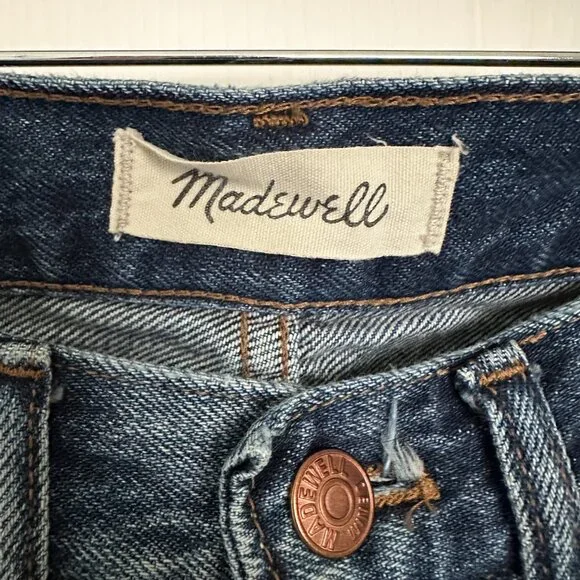 Madewell The Mom Jean Size 25 Tall Medium Wash Distressed High Rise Denim - Picture 2 of 5